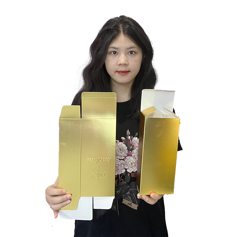 Gold stamped logo embossed packaging box
