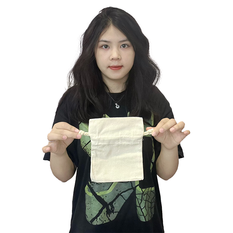 Small size linen drawstring bag