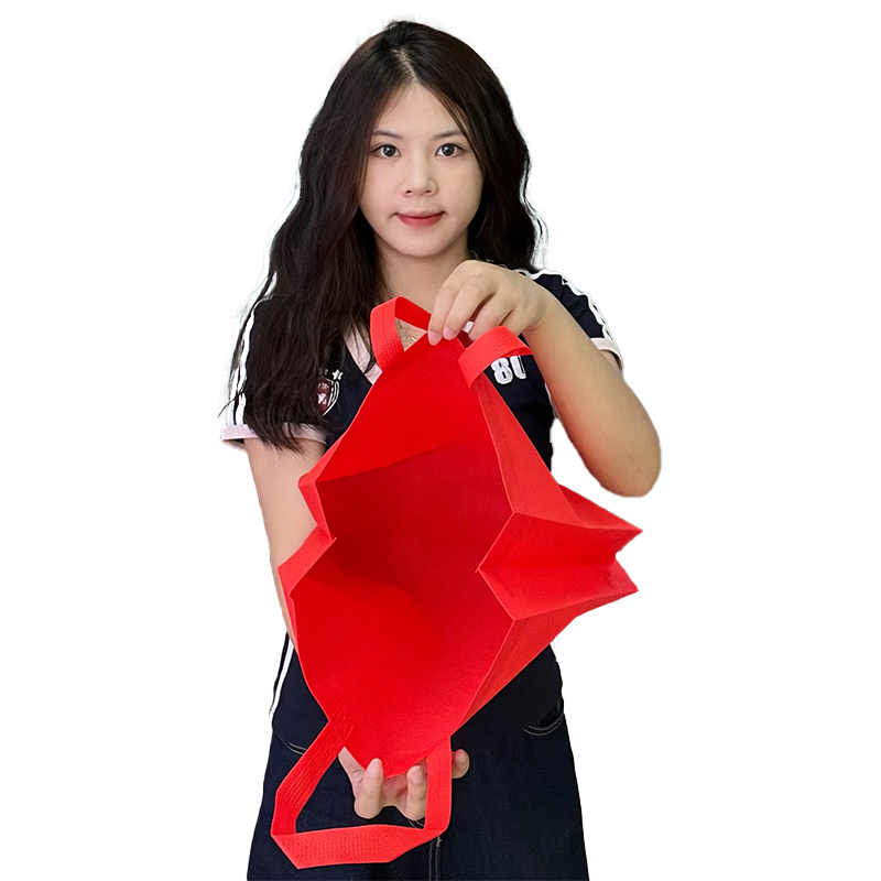 Red non-printed non-woven tote bag