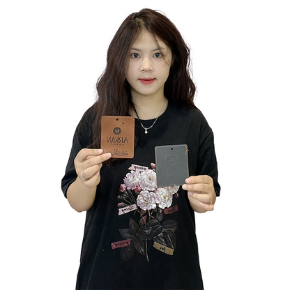 Brown embossed imitation leather hangtag