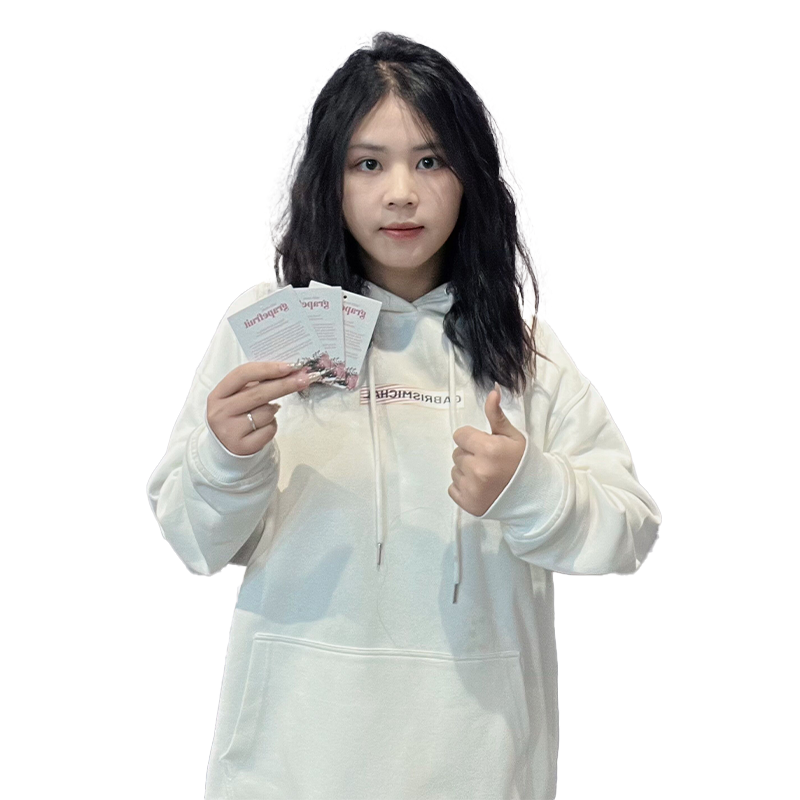 White printed square tag