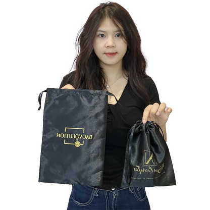 Various size pattern hot stamping gold twill drawstring bag