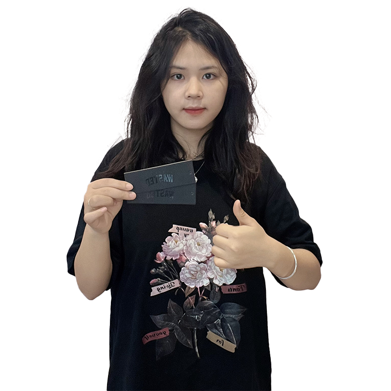 Black long UV printed hangtag