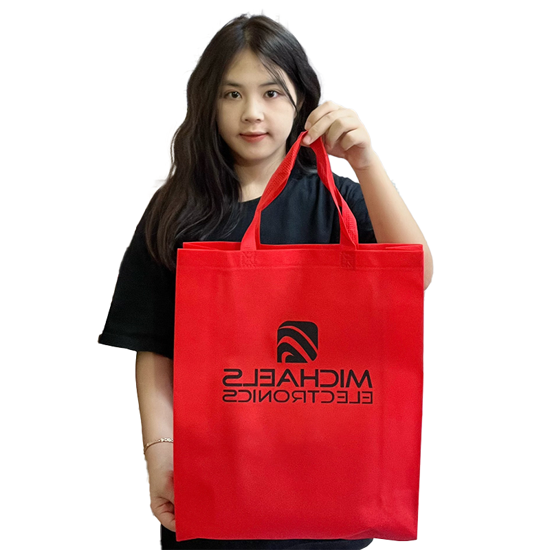 Long multi-color printed non-woven tote bag