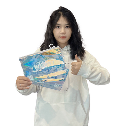 Transparent laser ring zipper bag