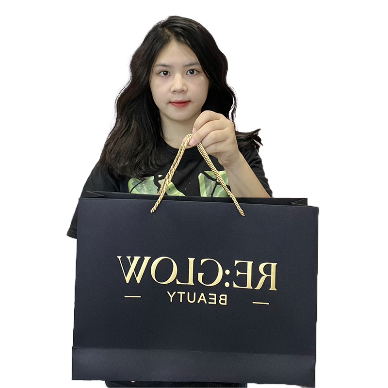 Black gold foil kraft paper tote bag