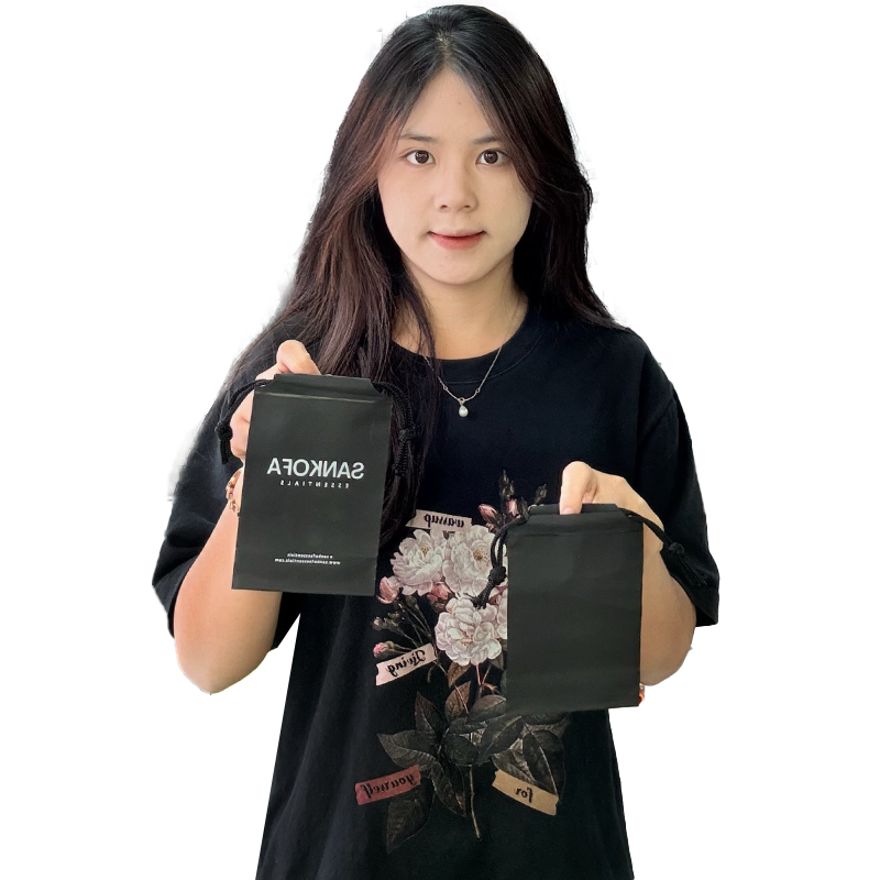 Black small size bottom drawstring bag
