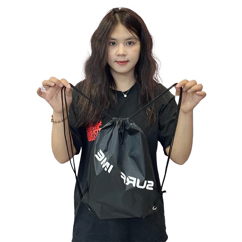 Black Backpack Drawstring Pocket
