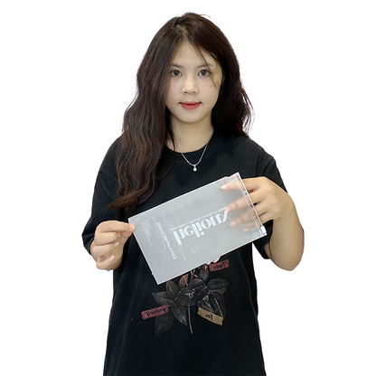 Small size transparent frosted long zipper bag