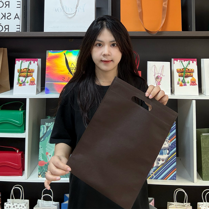 Brown non-woven flat tote bag