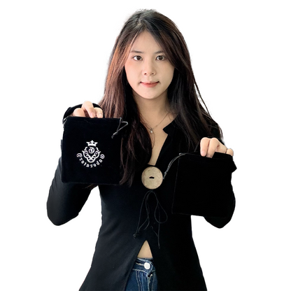 Small size black flannel drawstring bag