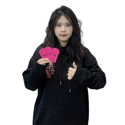 Pink print black tag