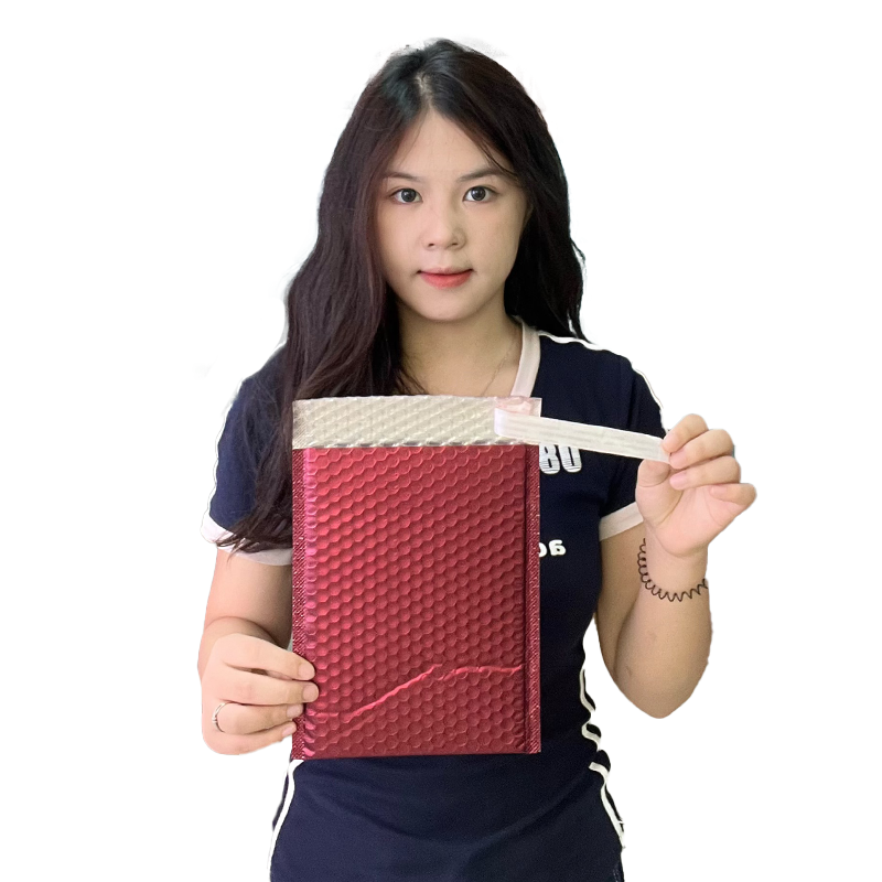 Wine red self-adhesive aluminized bubble courier bag