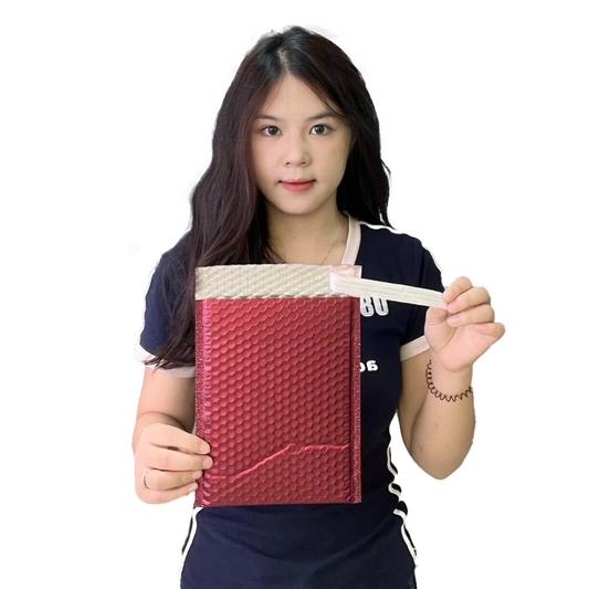 Wine red self-adhesive aluminized bubble courier bag