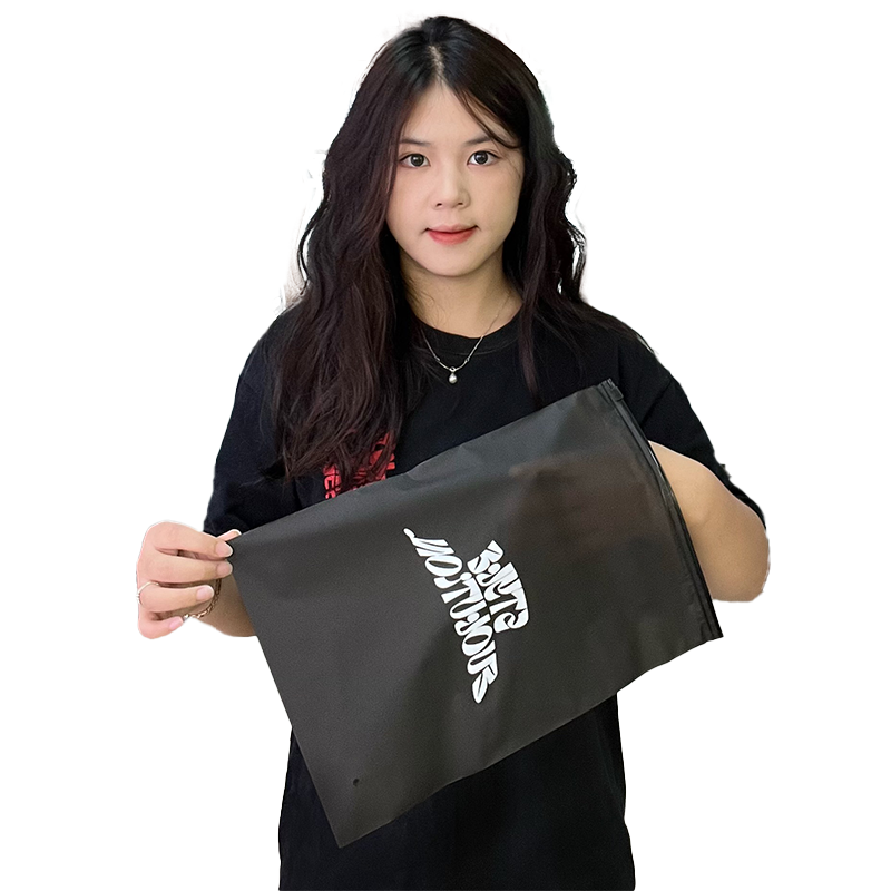 Black semi-transparent frosted zipper bag