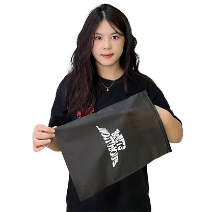 Black semi-transparent frosted zipper bag