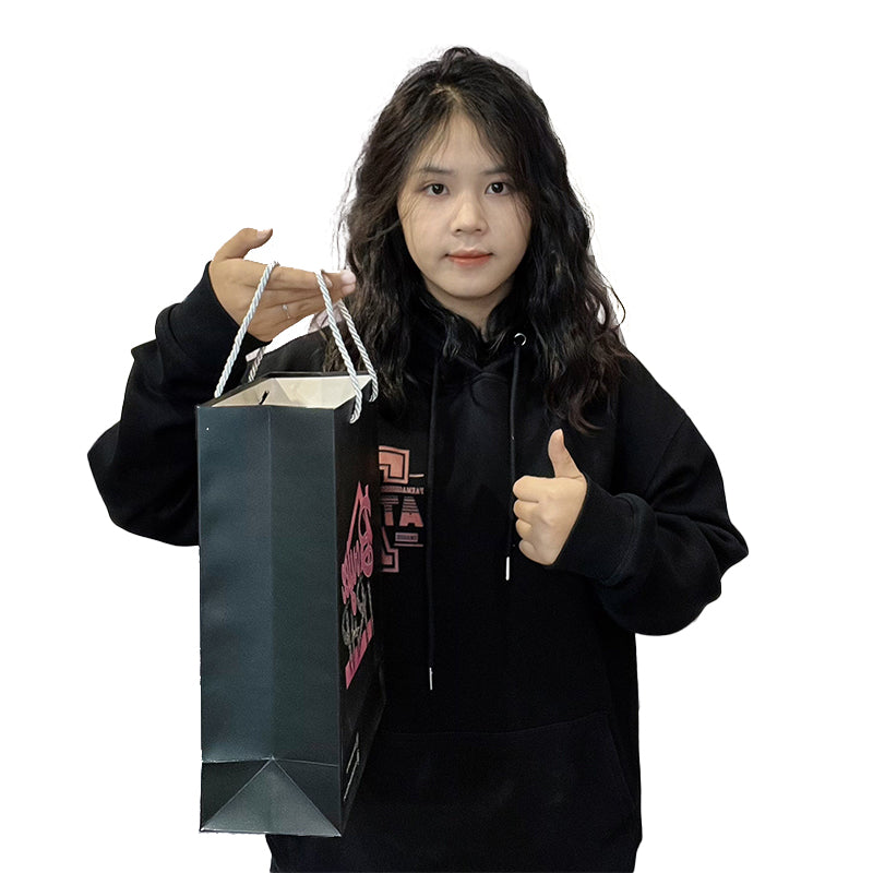 Black printed pink logo tote bag