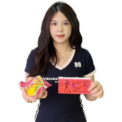 Various sizes of pink laser PVC zipper bags