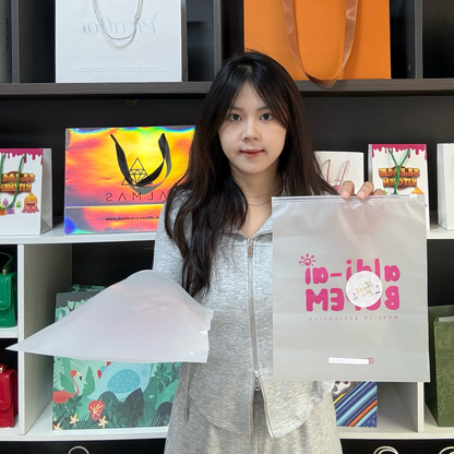 Pink printed transparent frosted PE zipper bag