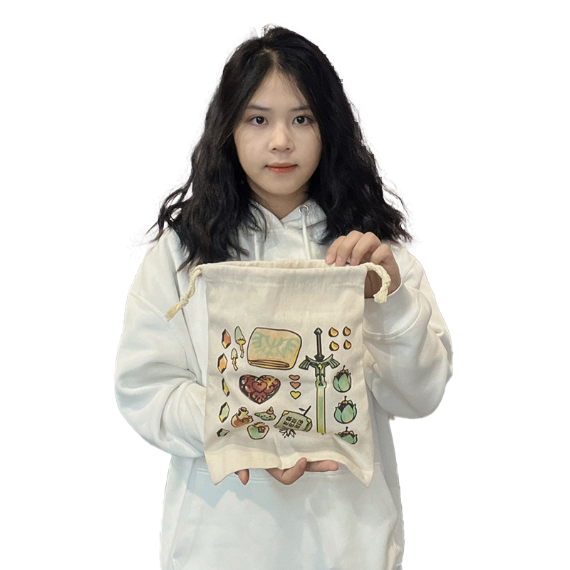 Double rope linen drawstring bag