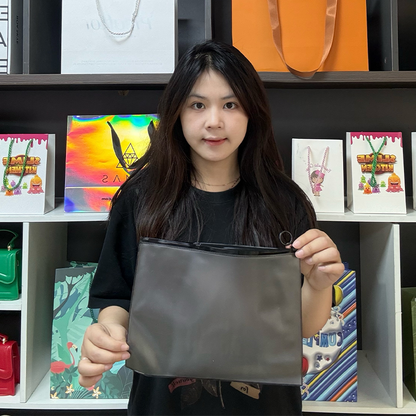 Black PVC frosted zipper bag in various sizes