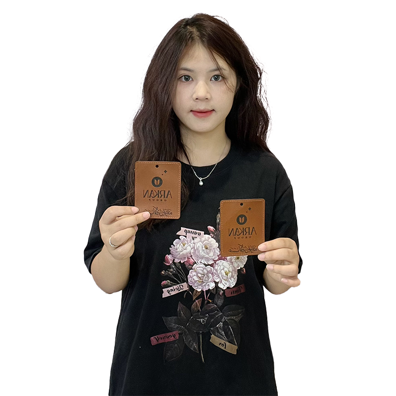 Brown embossed imitation leather hangtag