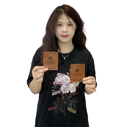 Brown embossed imitation leather hangtag