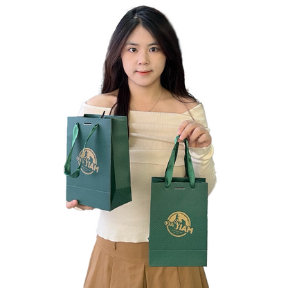 Green small size pattern gold stamping paper bag