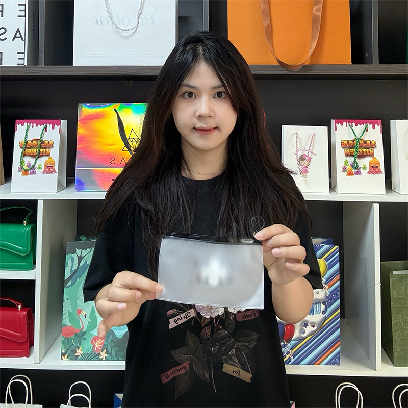 Transparent frosted long zipper bag