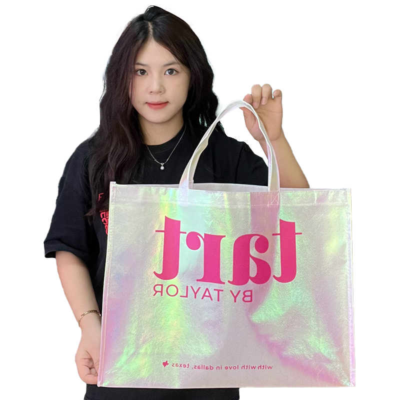 Laser gradient large size non-woven handbag