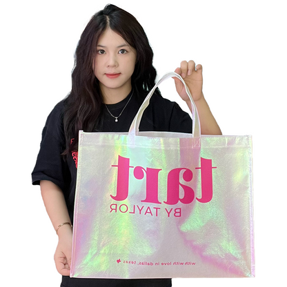 Laser gradient large size non-woven handbag