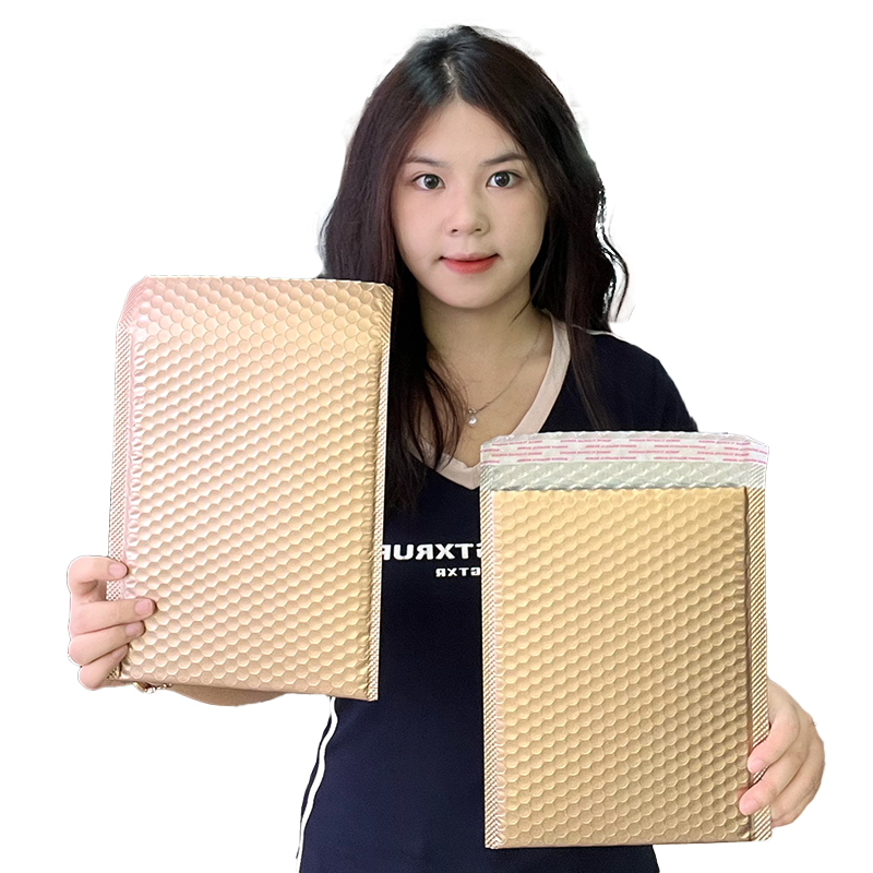 Milk tea gold self-adhesive aluminized film bubble courier bag
