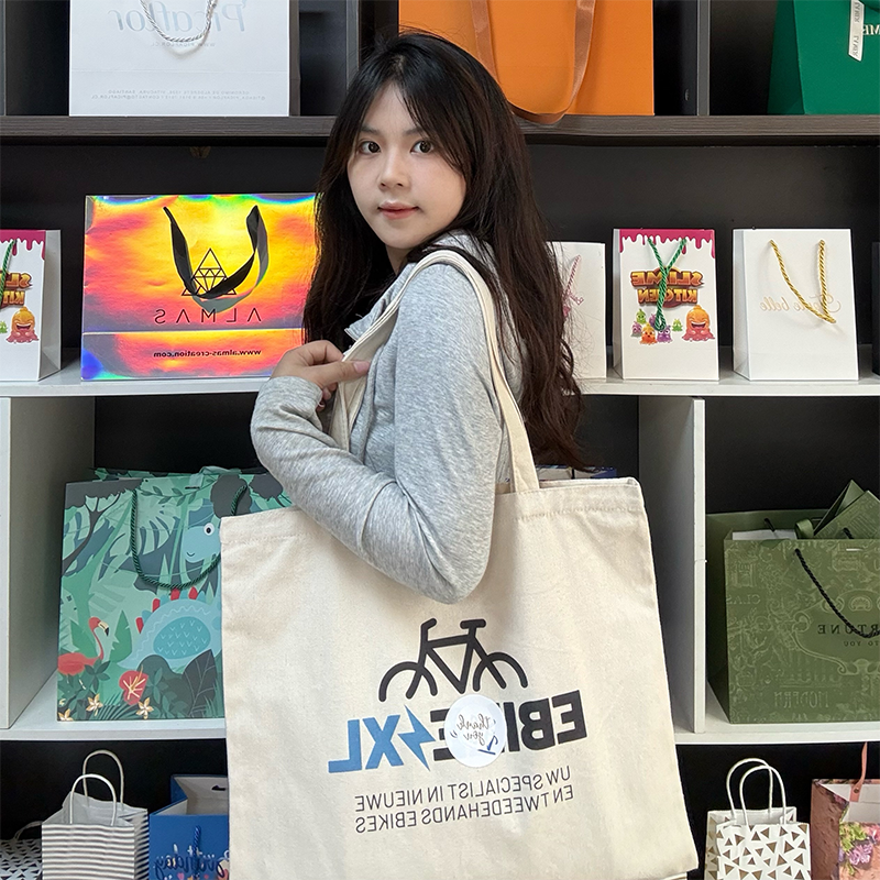 White canvas tote bag