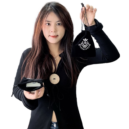 Small size black flannel drawstring bag