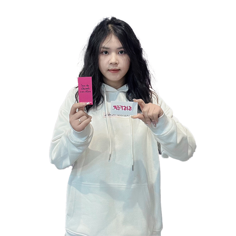Pink double-sided pattern printing tag