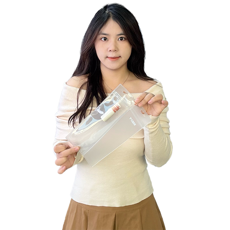 Long transparent frosted PVC zipper bag with hook