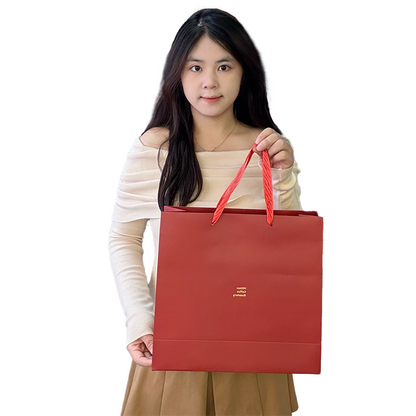 Red gold stamped paper bag