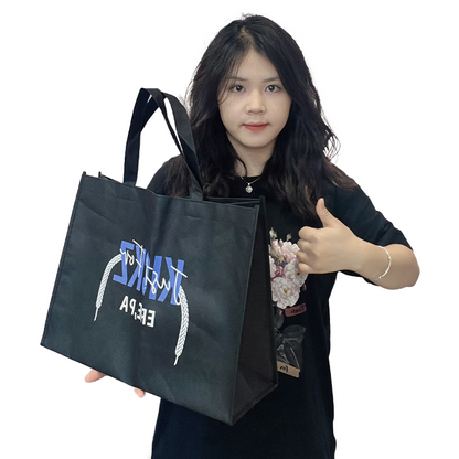 Black non-woven tote bag with bottom
