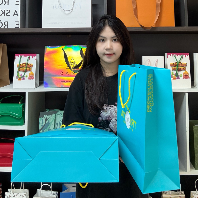 Blue green large size paper bag