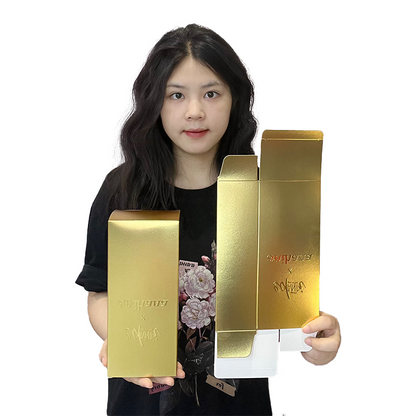 Gold stamped logo embossed packaging box