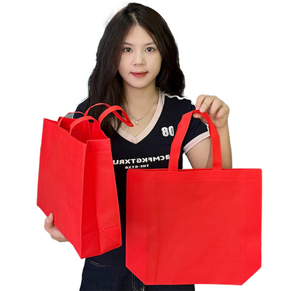 Red non-printed non-woven tote bag