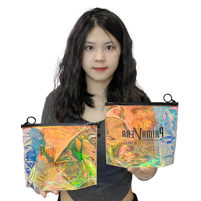 PVC laser translucent black ring zipper bag
