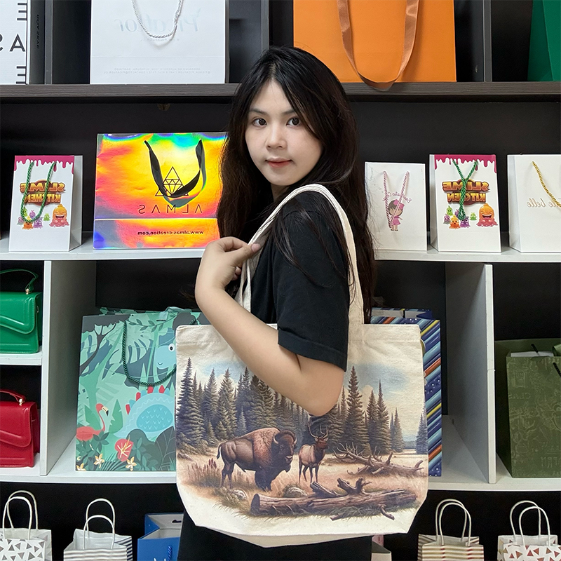 Full color printed bottom crossbody canvas bag