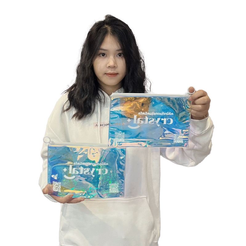 Transparent laser ring zipper bag