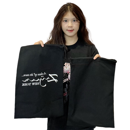 Black cotton drawstring bag
