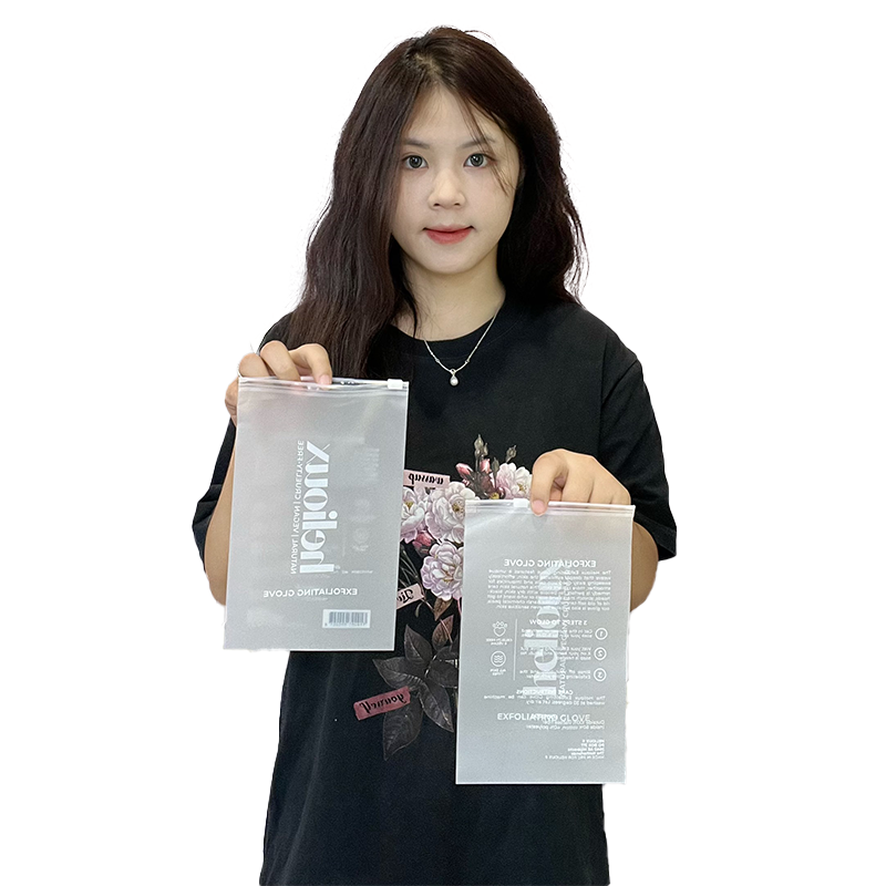 Small size transparent frosted long zipper bag