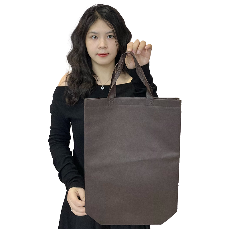 Brown long non-woven tote bag