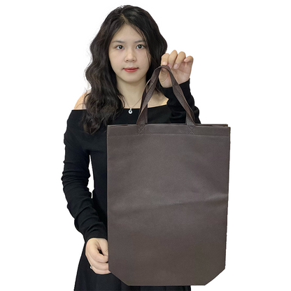 Brown long non-woven tote bag