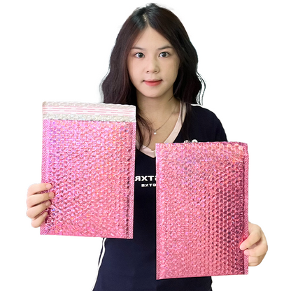 Pink laser self-adhesive aluminized bubble courier bag