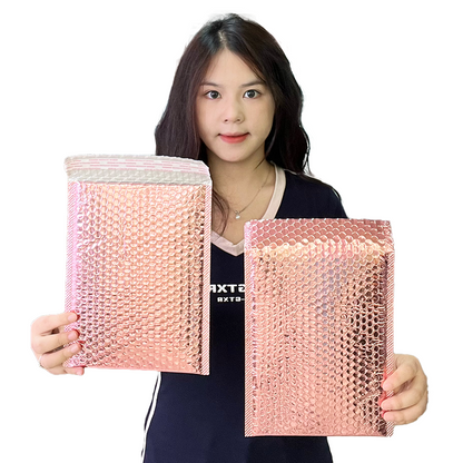Pink gold self-adhesive aluminized bubble courier bag
